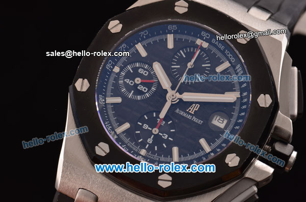 Audemars Piguet Royal Oak Offshore Chronograph Swiss Vljoux 7750-DD Automatic Steel Case with PVD Bezel Black Dial and Stick Markers - Click Image to Close